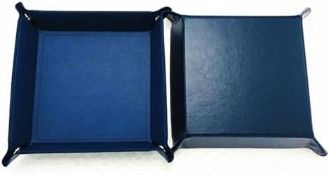 Valet Tray Desktop Storage Organizer – Vegan Leather Catchall Tray Bedside Vanity Tray Nightstand Caddy Holder for Remote Controller, Watch, Keys, Phone, Wallet, Coin, Jewelry, Navy - Image 2