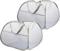 2 Pack Collapsible Laundry Baskets, 90L Large Foldable Laundry Basket, Durable Mesh Pop Up Hampers for Laundry, Dirty Clothes Laundry Hamper for Bedroom, Bathroom, Dorm, Laundry Room, Travel Grey by Bemkoo