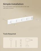 SONGMICS Wall-Mounted Coat Rack, 5 Dual Metal Hooks - Image 5