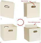 Yunkeeeper storage bins Cubes, Fabric Cube Organizer with Handle, Foldable Cube Bins for Cloth or Accessary Storage, 11x11x11, Set of 6, (Creamy White) - Image 5