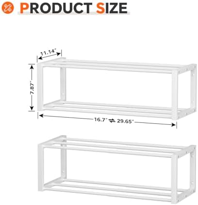 Homeiju Hanging Shoe Organizer,2 Pack Wall Mounted Shoe Rack Holds 12 Pairs,Space Saving Metal Wall Shoe Rack,Hanging Shoe Rack Shoe Holder for Small Space,Entryway,Closet,RV,Camper (White - Image 3