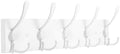 Kuhome Coat Rack Wall Mount Coat Hooks Wooden Hat Rack for Wall Hooks Pine Real Wood Plank 16.9" White Coat Hanger with 5 White Triple Hooks for Hanging Coat Hat Jacket by Kuhome