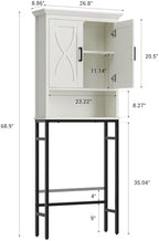 Over The Toilet Storage Cabinet, Over The Toilet Cabinet with Doors, Over Toilet Bathroom Organizer Above Toilet Storage Cabinet with Inner Adjustable Shelf and Anti-Tip Device, Cream White - Image 2