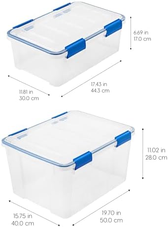 IRIS USA 4-Pack 26.5/44 Combo Qt Storage Bins with Gasket Lids, Clear/Blue - Image 5