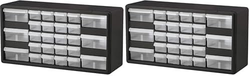 Akro-Mils 26-Drawer Plastic Drawer Storage Cabinet for Garage Organization, Bead Organizer, Building Bricks Storage, Teacher Toolbox, Makeup Organizer, 20-Inch W x 6-Inch D x 10-Inch H, 10126 Black by Akro-Mils