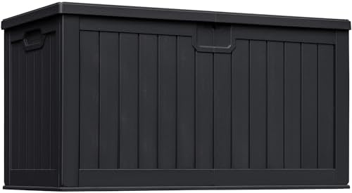 Greesum 230 Gallon HDPE Outdoor Storage Box with Removable Dividers, Weatherproof Oversized Deck Box for Patio, Garage, Garden, Black by BuynowfromGreesum