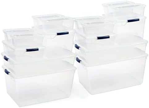 Rubbermaid Cleverstore Clear Dorm Variety 16-Pack, Made in USA, Stackable Large Clear Storage Bins with Lids, See-Through Plastic Storage, with Latching Lids, BPA-Free by Unknown