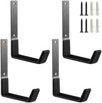Heavy Duty Steel Hooks - Wall Mount Utility Hooks for Garage & Garden, Hose Hanger & U Hooks (4, Large) by Unknown