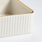 Desk Organizer Tray, PU Leather Nightstand Organizer, Ivory, Small - Image 6