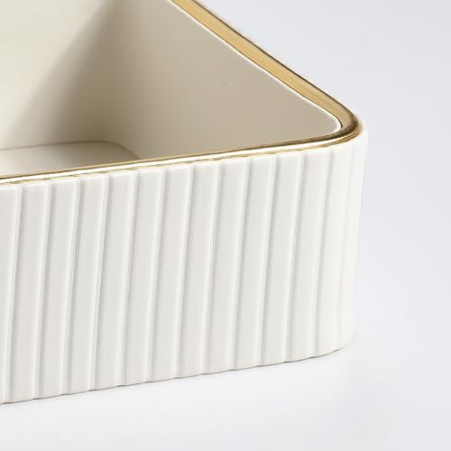 Desk Organizer Tray, PU Leather Nightstand Organizer, Ivory, Small - Image 6