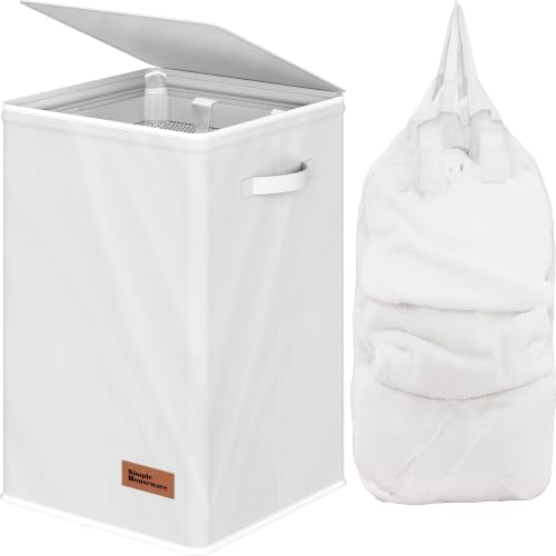 Simple Houseware Foldable Laundry Hamper Basket with Lid and Bag, Pink by SimpleHouseware