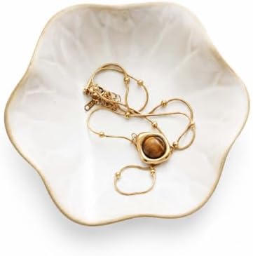 Lotus Leaf Jewelry Dish Tray, Trinket Tray for Earrings, Rings(White) by GISK