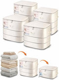 Comforter Storage Bag - 3-Layer 4-Pack Self Compression Organizer, Closet Organizers and Storage, Under Bed Space Saver, Blanket Organizer for Bedding, Pillow, Sheet, Clothes, Nursery Use by Unknown