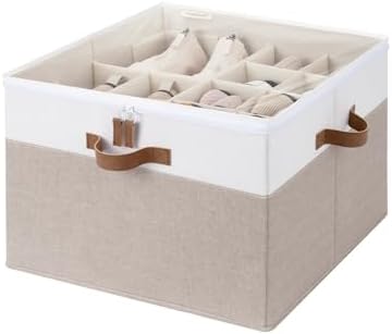 StorageWorks 16-Pair Fabric Shoe Storage Box for Closet, Brown and White by StorageWorks