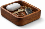 Walnut Wood Ring Tray 3.86 Inch, Mini Valet Tray for Daily Carry, Solid Wood Drop Zone for Keys Watch Jewelry, Bedside Desk Entryway Catchall by TYNUOCN
