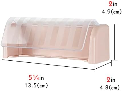 5 Slots Wall Mount Toothbrush Holder with Cover, Self Adhesive Toothbrush Storage Organizer for Shower, Toothbrush Hanger for Bathroom, Medicine Cabinet, Dorm (Pink) - Image 4