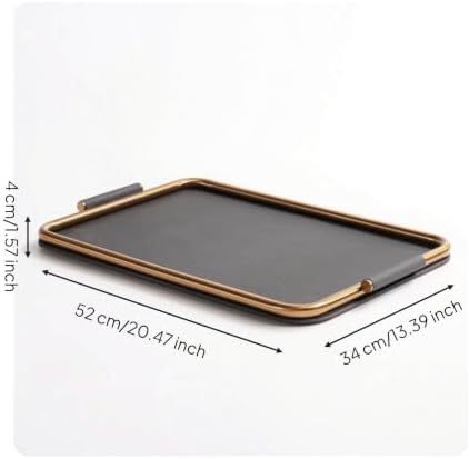 Metal Decorative Tray with Metal Frame Rectangular Catchall Tray with Handles Minimalist Tabletop Organizer for Coffee Table, Dark Gray, Large 52 34 4 CM - Image 7