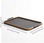 Metal Decorative Tray with Metal Frame Rectangular Catchall Tray with Handles Modern Tabletop Organizer for Living Room, Dark Gray, Large 52 34 4 CM - Image 3