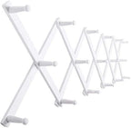 SKOLOO Hat Rack for Wall with 17 Hooks, Solid Wooden, Modern, Expandable Coat Rack Wall Mount for Coats, Hats, Bags, Baseball Caps, White by SKOLOO