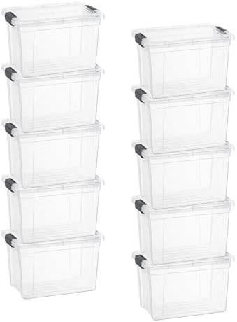 Superio 8.7 Quart Clear Plastic Storage Boxes with Lids, Stackable Organizer Containers, BPA-Free Storage Bins for Home, Office, School & Dorm, 10 Pack by Superio