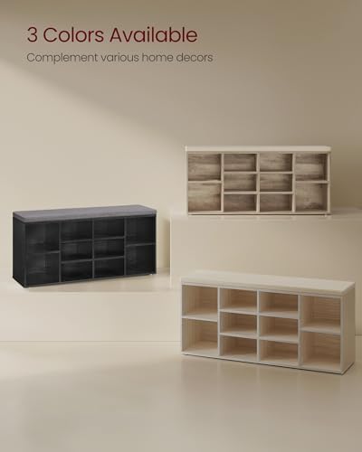 VASAGLE Shoe Bench with Cushion, 10 Compartments, 11.8 x 40.9 x 18.9 Inches - Image 7