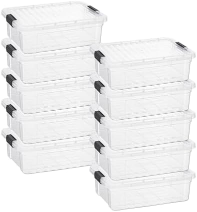 Superio 7.4 Quart Clear Plastic Storage Bin with Lid, Stackable Organizer Box, BPA-Free Storage Container for Home, Garage, School & Office, 10 Pack by Superio
