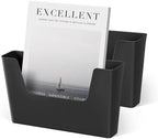 YOHOM Adhesive File Holder Plastic Document Folder Door No Drilling Mount Mail Magazine Organizer A4 Filing Envelopes Folder, Office Wall Mount Single Pocket (BLACK, 2 PCS) by Yohom
