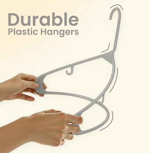Utopia Home Plastic Hangers 50 Pack – Built-in Strap Hooks Grey | Space saving | Durable & strong | Closet organizer | Clothes hangers | Ideal for shirts, pants, skirts & coats - Image 6