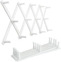 SKOLOO Hat Rack for Wall with 14 Hooks, Pack of 2, Solid Wooden, Modern, Expandable Coat Rack Wall Mount for Coats, Hats, Bags, Baseball Caps, White by SKOLOO