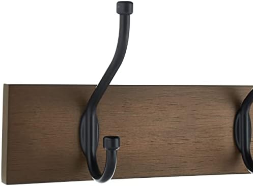 Amazon Basics Rectangular Farmhouse Wall-Mounted Coat Rack for Entryway and Bedroom, Storage Organizer, 5 Hooks, Barnwood - Image 2