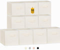 Criusia Storage Cubes, 11 Inch Clothes Storage Bins with Dual Handles (10 Pack), Fabric Collapsible Storage Bins for Shelves Closet, Cubby Organizer Bins for Clothing Toys Blanket Magazines (Beige) by Criusia