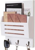 Wall Mounted Key and Mail Holder, 2-Slot Wooden Mail Sorter Organizer by humberboat