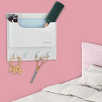 Bedside Shelf Organizer,Stick On Adhesive Wall Mounted Floating Shelf Entryway Mail/Keys Holder for Phone,Glasses,Remote Control - Good for Home,Dorm,Bedroom,Office (Horizontal Type/White) by MATIMASU
