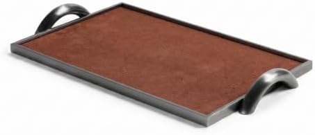 Decorative Tray Rectangular Metal Shelf Tray with Clean Finish and Sturdy Sides Simple Storage Tray for Catchall Use and Display Suitable for Hallway entryway Kitchen Bedroom, Coffee Suede by MYCENSE