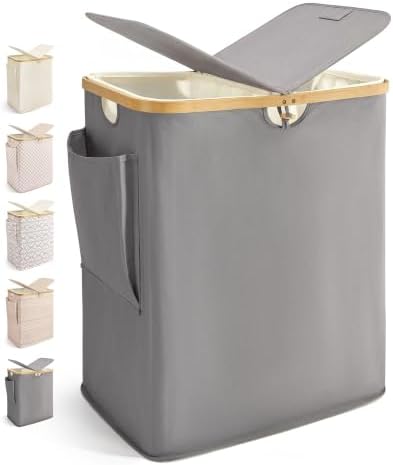 MIZATTO 140L Laundry Hamper with Lid, 2 Section Dirty Laundry Bin by MIZATTO