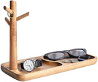 Wood Key Tray for Entryway Table, Jewelry Tray, Catchall Tray with 3 Stand Hanging Organizer, for Rings, Phone, Bracelets Watches by CYQGDKF