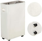 Slim Laundry Hamper with Wheels, 52L Skinny Hamper, 22" Beige by ZeroJetLag