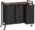 HOOBRO Laundry Sorter 3 Section, Laundry Hamper with Wheels, 3 × 11.5 Gal (43.5 L), Rolling Laundry Basket, Pull-Out and Removable Oxford Fabric Laundry Bags, Rustic Brown and Black BF76XY01 by HOOBRO