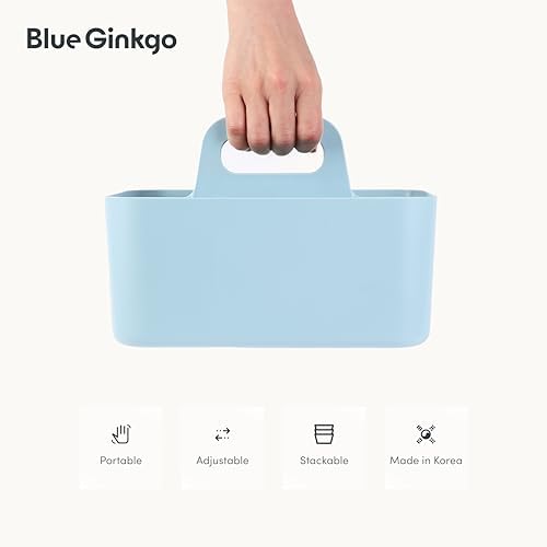 BLUE GINKGO Stackable Organizer Caddy, Rectangle, Blue, Made in Korea - Image 5