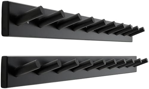 SKOLOO Wall Mounted Coat Rack 38", 10 Hooks, Bamboo, Shaker Style, Black by SKOLOO