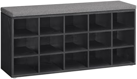 VASAGLE Shoe Bench with Cushion, 15 Compartments, 11.8 x 41.3 x 18.9 Inches by Unknown