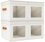 Univivi Large Fabric Storage Bins with Lids for Clothes 2 Pack, Beige by Univivi