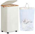 efluky Laundry Basket with Wheels, Tall Rolling Laundry Hamper with Lid and Removable Bag, Aesthetic Dirty Clothes Hamper on Wheels for Laundry Room, Bedroom, Dorm and Bathroom, 100L Black by efluky
