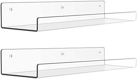 upsimples 2 Pcs 15" Acrylic Shelves for Wall Display and Storage, Clear by upsimples