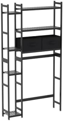 Homde Bamboo Over The Toilet Storage Organizer: Basket and Drawer (Brown) - Image 4