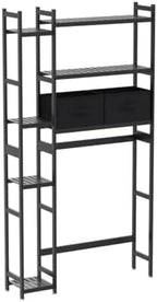Homde Bamboo Over The Toilet Storage Organizer: Basket and Drawer (Brown) - Image 4