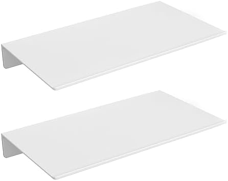 Danpoo 8 inch White Small Floating Shelves for Wall Organizer & Storage, Mini Display Shelves, Metal Wall Shelves for Bathroom, Living Room, Kitchen, Bedroom(2-Pack) by Danpoo-ForYourHome
