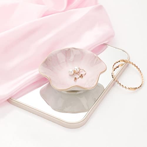 Binoster Ceramic Leaf Jewelry Dish, Pink Key Tray, Modern Jewelry Holder, Small Ring Dish, Trinket Tray, Nightstand Decor Room Decor - Image 4