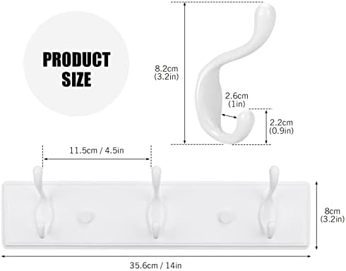 Badiano Heavy Duty Wooden Coat Rack, Wall-Mounted Organizer,14 Inch, White - Image 2
