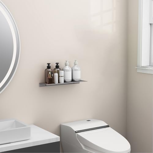 Danpoo 16 inch Gray Floating Shelf for Wall Organizer & Storage, Display Shelf, Metal Wall Shelf for Bathroom, Living Room, Kitchen, Bedroom - Image 5